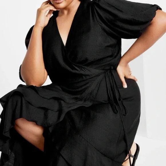 City Chic Bea Dress - Black - Sz 18 - Picture 2 of 11